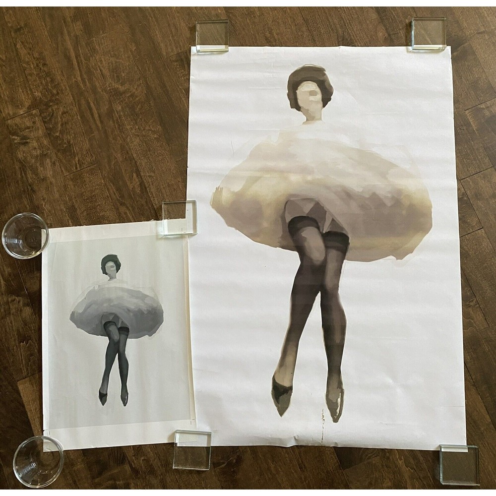 CAN-CAN Dancer Posters Set of 2 Sizes Edge Wear Some Stains Pinholes (T11)